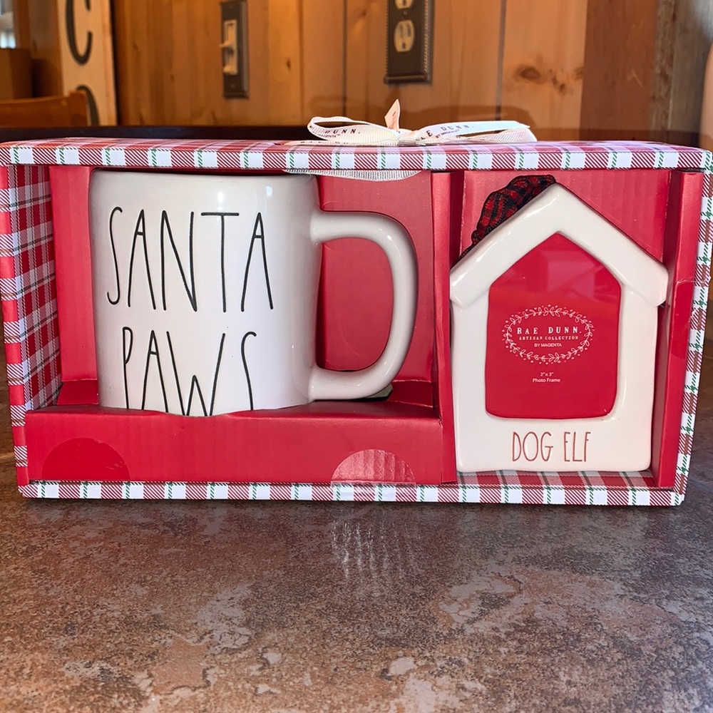 Rae Dunn “Santa Paws” Mug & “Dog Elf” Picture Frame